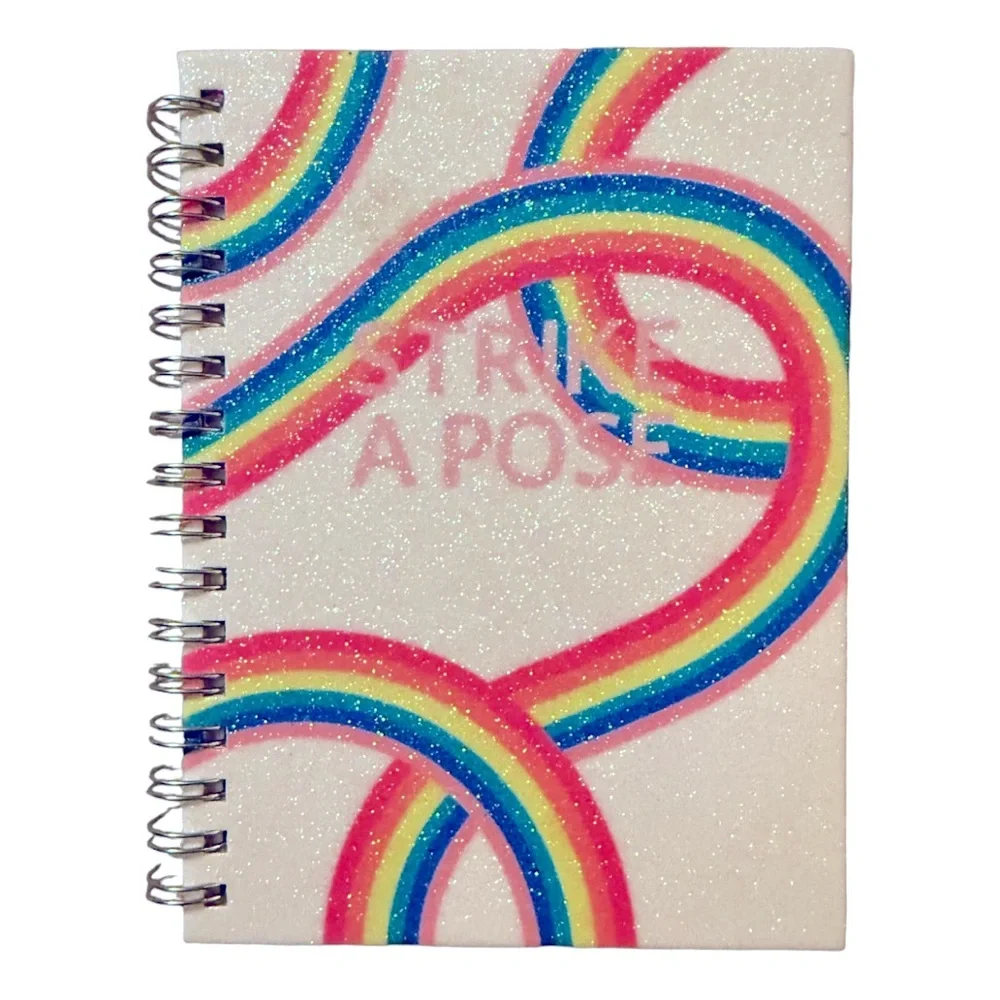 New Rainbow Glitter “Strike A Pose” Notebook Journal